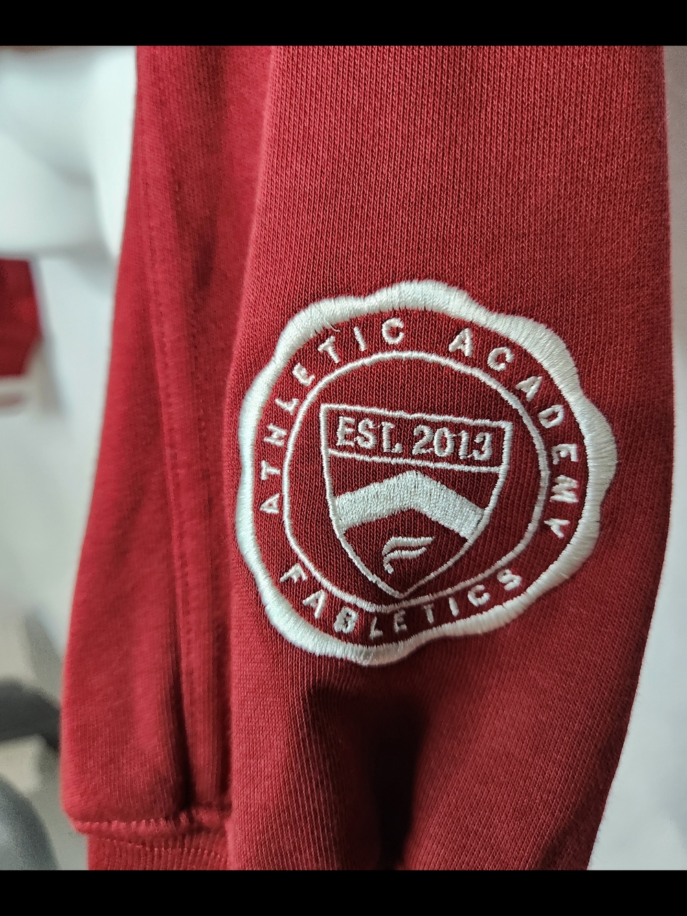 Fabletics Burgundy Zip-Up Varsity Jacket View 4